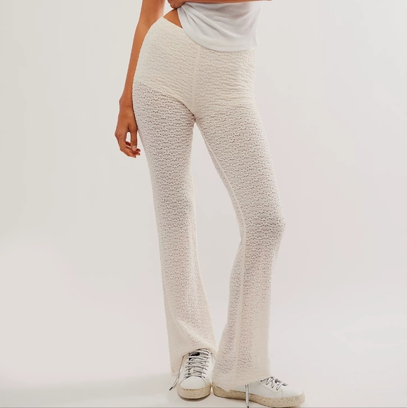 NWT Free People FP One Off White Ona Lace Flare Pants - Picture 1 of 4